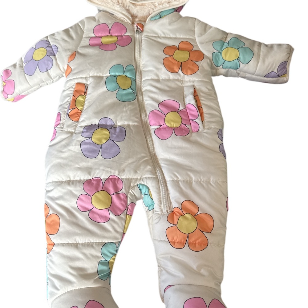 Jessica Simpson Floral Baby Snowsuit - Cream and Multicolor NWOT